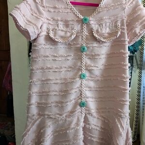 Pink Dress with Button Accents